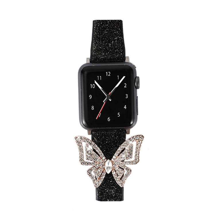Skorter | For Apple Watch 5 & 4 44mm / 3 & 2 & 1 42mm Bow Glitter Diamond Watch Band (Black)
