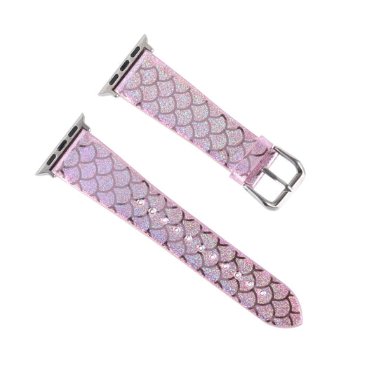 Skorter | For Apple Watch 5 & 4 40mm / 3 & 2 & 1 38mm Discoloration Glitter Fish Scale Texture Watch Band (Pink)