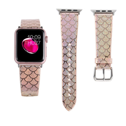 Skorter | For Apple Watch 5 & 4 40 mm / 3 & 2 & 1 38 mm Discolored Glitter Fish Scale Texture Watch Band (Rose Gold)