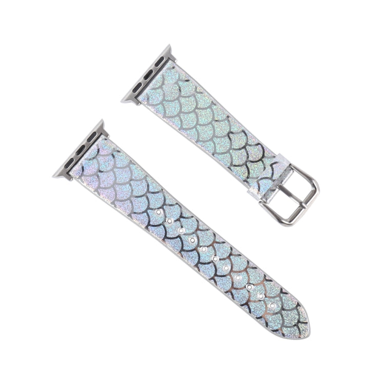 Skorter | For Apple Watch 5 & 4 40mm / 3 & 2 & 1 38mm Discolored Glitter Fish Scale Texture Watch Band (Silver)