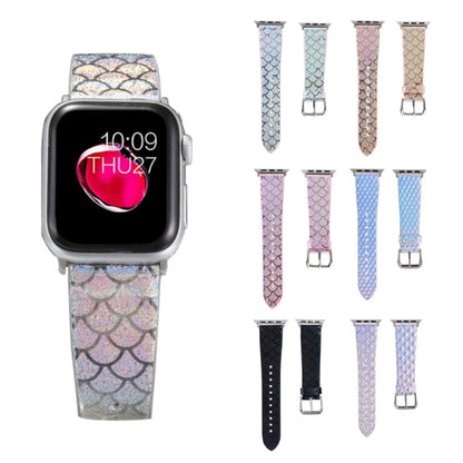 Skorter | For Apple Watch 5 & 4 40mm / 3 & 2 & 1 38mm Discolored Glitter Fish Scale Texture Watch Band (Silver)