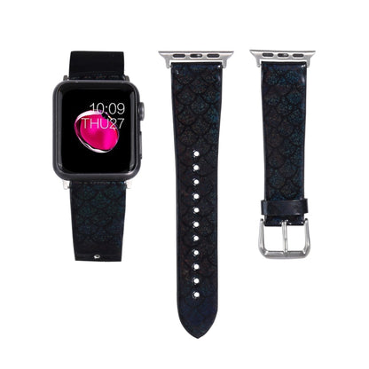 Skorter | For Apple Watch 5 & 4 44mm / 3 & 2 & 1 42mm Color Change Glitter Fish Scale Texture Watch Band (Black)