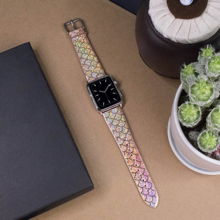Skorter | For Apple Watch 5 & 4 44mm / 3 & 2 & 1 42mm Discoloration Glitter Scales Texture Watch Band (Rose Gold)