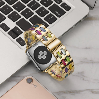Skorter | For Apple Watch 5 & 4 44mm / 3 & 2 & 1 42mm Stainless Steel + Resin Watch Strap (Iridescent)