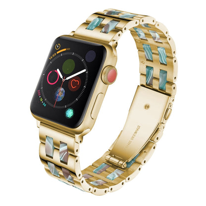 Skorter | For Apple Watch 5 & 4 44mm / 3 & 2 & 1 42mm Stainless Steel + Resin Band (Emerald Green)