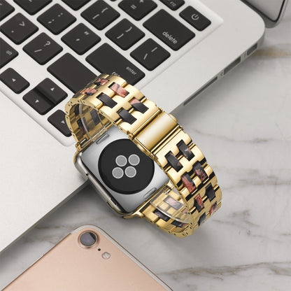Skorter | For Apple Watch 5 & 4 44mm / 3 & 2 & 1 42mm Stainless Steel + Resin Strap (Black Rose)