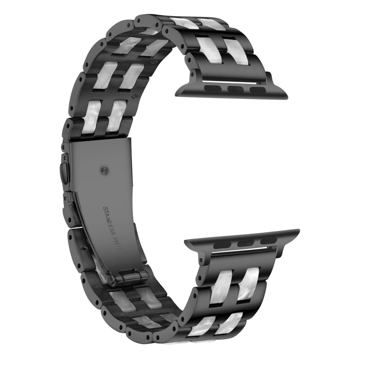 Skorter | For Apple Watch 5 & 4 44mm / 3 & 2 & 1 42mm Stainless Steel + Resin Watch Band (Black)