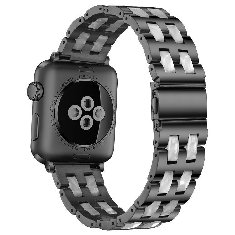 Skorter | For Apple Watch 5 & 4 44mm / 3 & 2 & 1 42mm Stainless Steel + Resin Watch Band (Black)