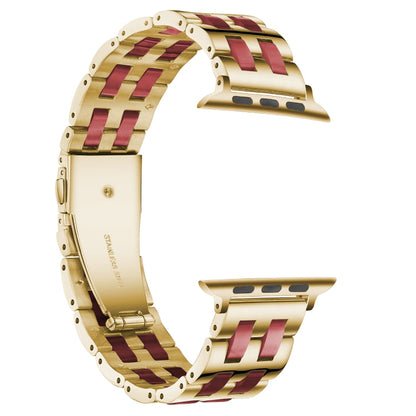 Skorter | For Apple Watch 5 & 4 44mm / 3 & 2 & 1 42mm Stainless Steel + Resin Watch Band (Burgundy)