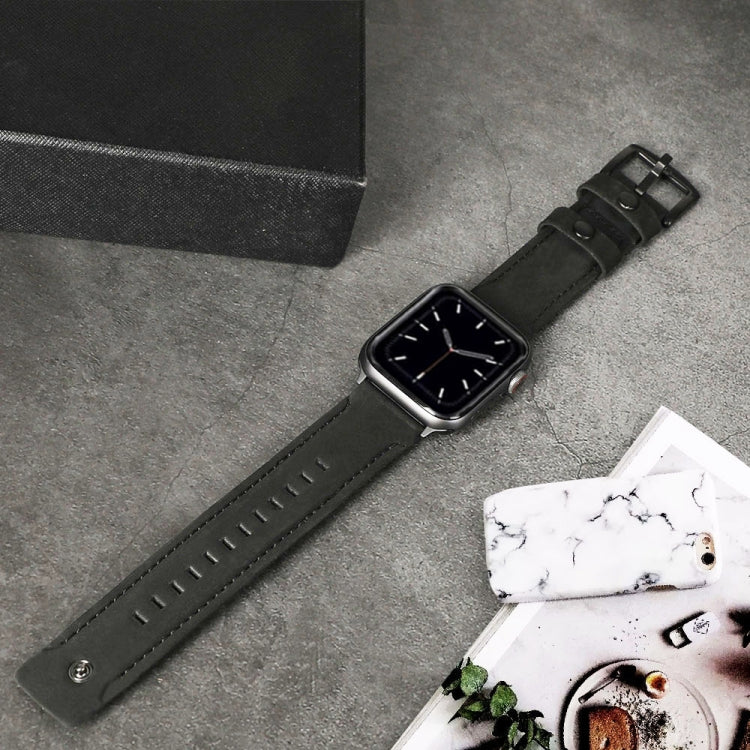 Skorter | For Apple Watch 5 & 4 40mm / 3 & 2 & 1 38mm Leather Watch Band (Black)