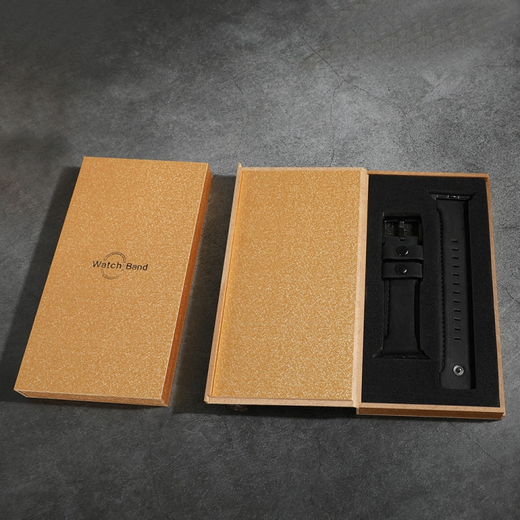 Skorter | For Apple Watch 5 & 4 44mm / 3 & 2 & 1 42mm Leather Watch Band (Black)