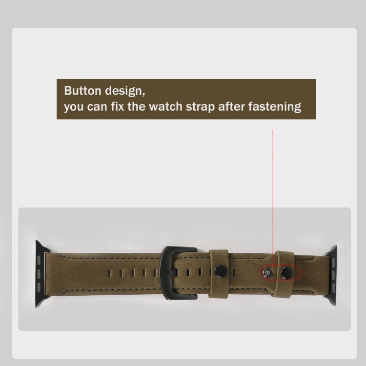 Skorter | For Apple Watch 5 & 4 44mm / 3 & 2 & 1 42mm Leather Watch Strap (Army Green)