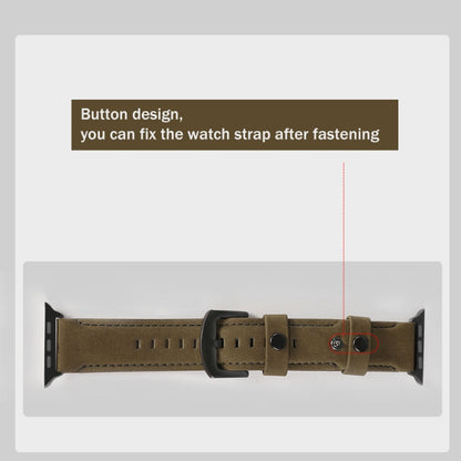 Skorter | For Apple Watch 5 & 4 44mm / 3 & 2 & 1 42mm Leather Watch Strap (Army Green)