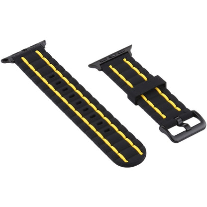 Skorter | For Apple Watch 5 & 4 44mm / 3 & 2 & 1 42mm Silicone Wave Style Watch Band (Yellow)