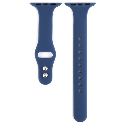 Skorter | For Apple Watch 5 & 4 44mm / 3 & 2 & 1 42mm Thin Silicone Double Buckle Watch Strap (Navy Blue)