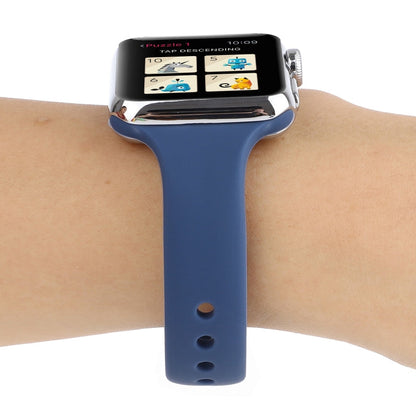 Skorter | For Apple Watch 5 & 4 44mm / 3 & 2 & 1 42mm Thin Silicone Double Buckle Watch Strap (Navy Blue)