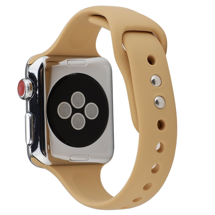 Skorter | For Apple Watch 5 & 4 44mm / 3 & 2 & 1 42mm Thin Silicone Double Closure Band (Walnut)