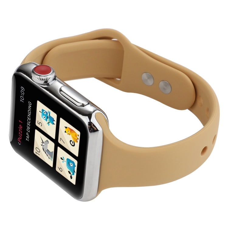 Skorter | For Apple Watch 5 & 4 44mm / 3 & 2 & 1 42mm Thin Silicone Double Closure Band (Walnut)