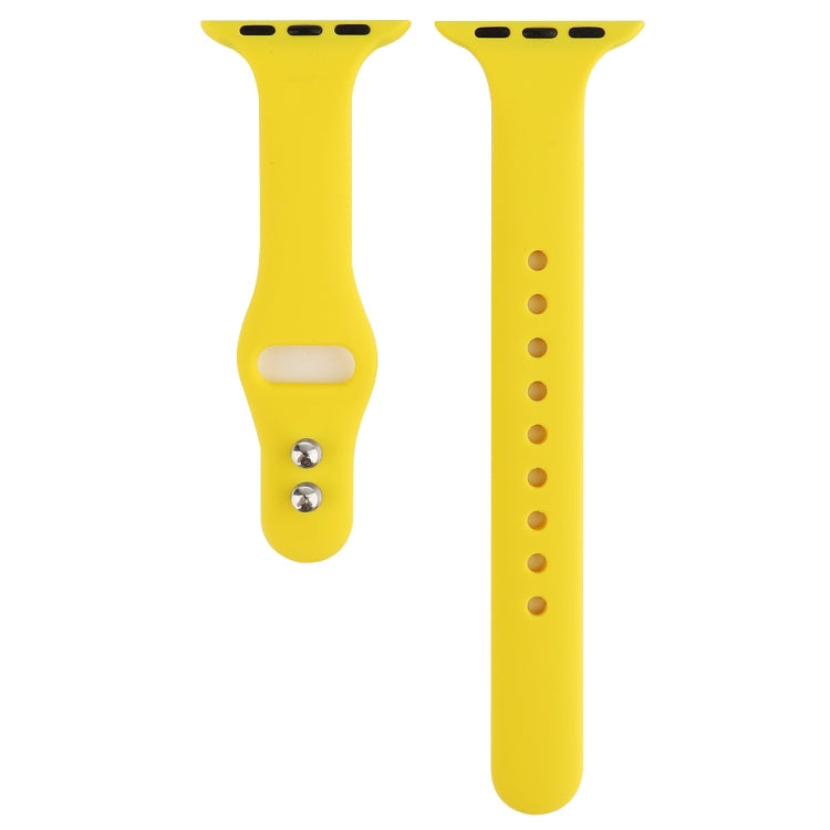 Skorter | For Apple Watch 5 & 4 44mm / 3 & 2 & 1 42mm Thin Silicone Double Closure Watch Strap (Yellow)