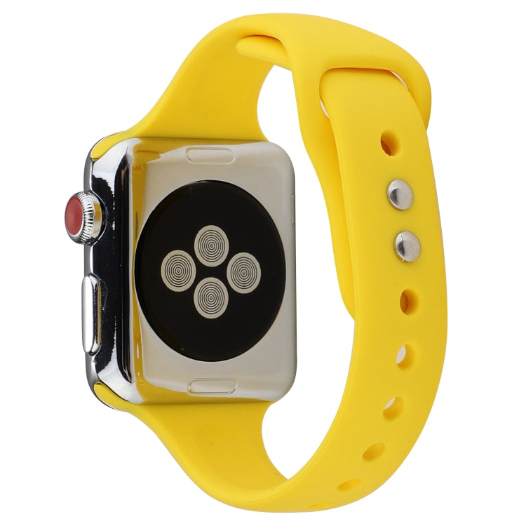 Skorter | For Apple Watch 5 & 4 44mm / 3 & 2 & 1 42mm Thin Silicone Double Closure Watch Strap (Yellow)