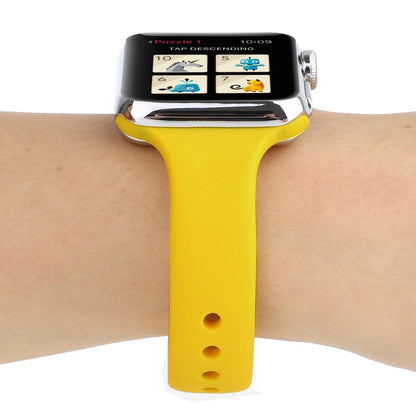 Skorter | For Apple Watch 5 & 4 44mm / 3 & 2 & 1 42mm Thin Silicone Double Closure Watch Strap (Yellow)