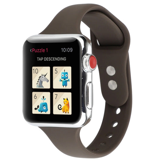 Skorter | For Apple Watch 5 & 4 44mm / 3 & 2 & 1 42mm Thin Silicone Double Closure Watch Band (Cocoa)