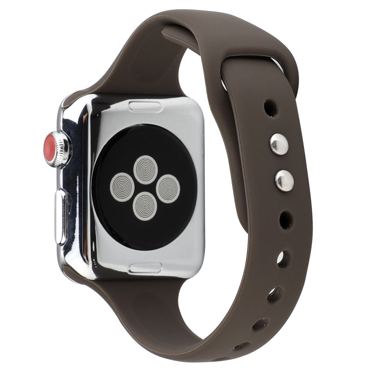 Skorter | For Apple Watch 5 & 4 44mm / 3 & 2 & 1 42mm Thin Silicone Double Closure Watch Band (Cocoa)