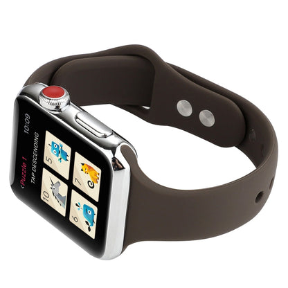 Skorter | For Apple Watch 5 & 4 44mm / 3 & 2 & 1 42mm Thin Silicone Double Closure Watch Band (Cocoa)