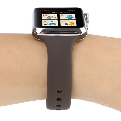Skorter | For Apple Watch 5 & 4 44mm / 3 & 2 & 1 42mm Thin Silicone Double Closure Watch Band (Cocoa)