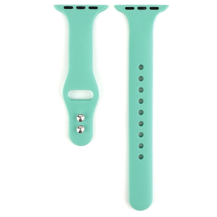 Skorter | For Apple Watch 5 & 4 44mm / 3 & 2 & 1 42mm Thin Silicone Double Buckle Watch Band (Spearmint Green)