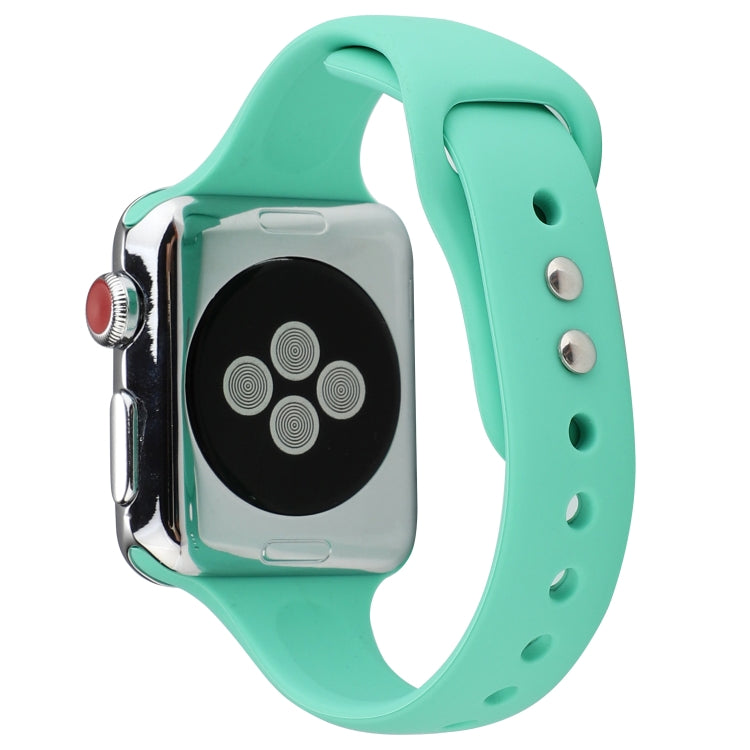 Skorter | For Apple Watch 5 & 4 44mm / 3 & 2 & 1 42mm Thin Silicone Double Buckle Watch Band (Spearmint Green)