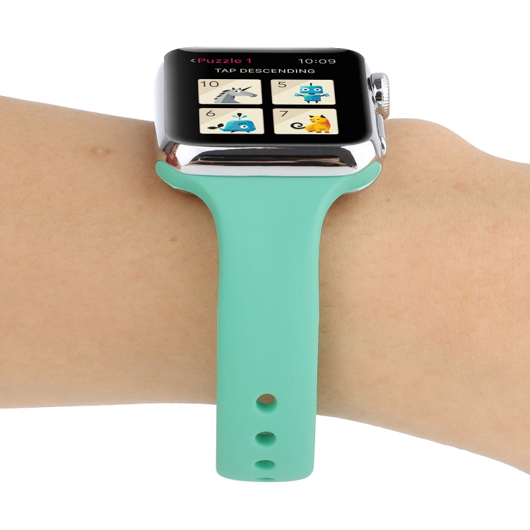 Skorter | For Apple Watch 5 & 4 44mm / 3 & 2 & 1 42mm Thin Silicone Double Buckle Watch Band (Spearmint Green)