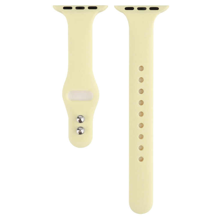 Skorter | For Apple Watch 5 & 4 44mm / 3 & 2 & 1 42mm Thin Silicone Double Closure Watch Strap (Cream Yellow)