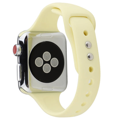 Skorter | For Apple Watch 5 & 4 44mm / 3 & 2 & 1 42mm Thin Silicone Double Closure Watch Strap (Cream Yellow)