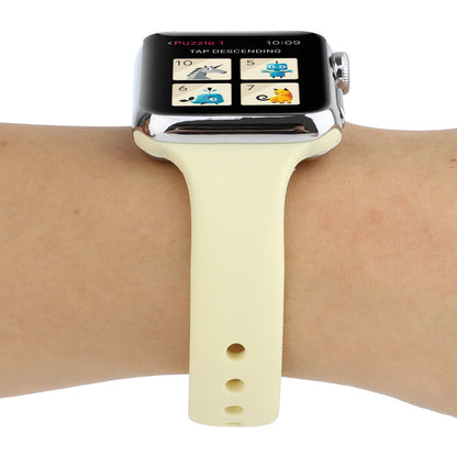 Skorter | For Apple Watch 5 & 4 44mm / 3 & 2 & 1 42mm Thin Silicone Double Closure Watch Strap (Cream Yellow)