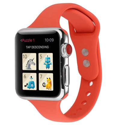 Skorter | For Apple Watch 5 & 4 44mm / 3 & 2 & 1 42mm Thin Silicone Double Buckle Band (Coral Red)