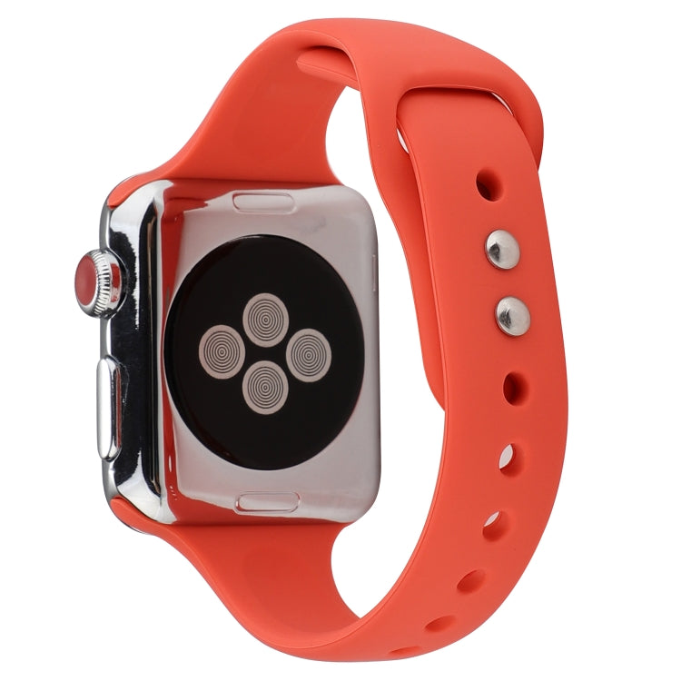 Skorter | For Apple Watch 5 & 4 44mm / 3 & 2 & 1 42mm Thin Silicone Double Buckle Band (Coral Red)
