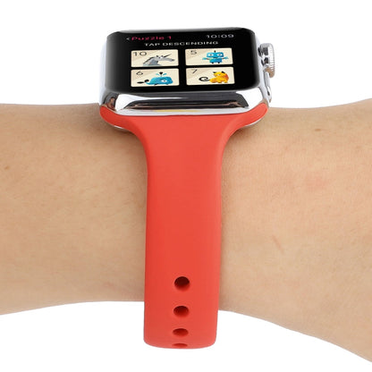 Skorter | For Apple Watch 5 & 4 44mm / 3 & 2 & 1 42mm Thin Silicone Double Buckle Band (Coral Red)