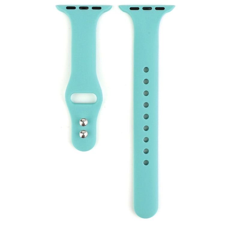 Skorter | For Apple Watch 5 & 4 44mm / 3 & 2 & 1 42mm Thin Silicone Double Buckle Watch Band (Mint Green)