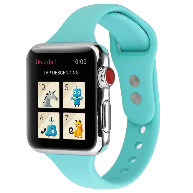 Skorter | For Apple Watch 5 & 4 44mm / 3 & 2 & 1 42mm Thin Silicone Double Buckle Watch Band (Mint Green)