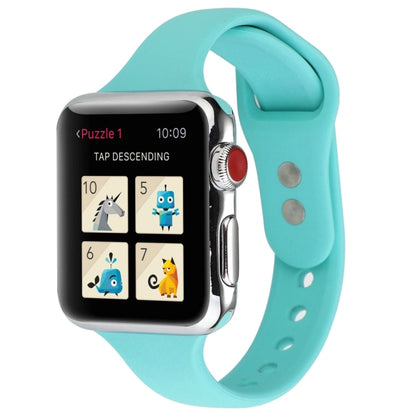 Skorter | For Apple Watch 5 & 4 44mm / 3 & 2 & 1 42mm Thin Silicone Double Buckle Watch Band (Mint Green)