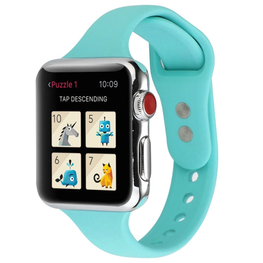 Skorter | For Apple Watch 5 & 4 44mm / 3 & 2 & 1 42mm Thin Silicone Double Buckle Watch Band (Mint Green)