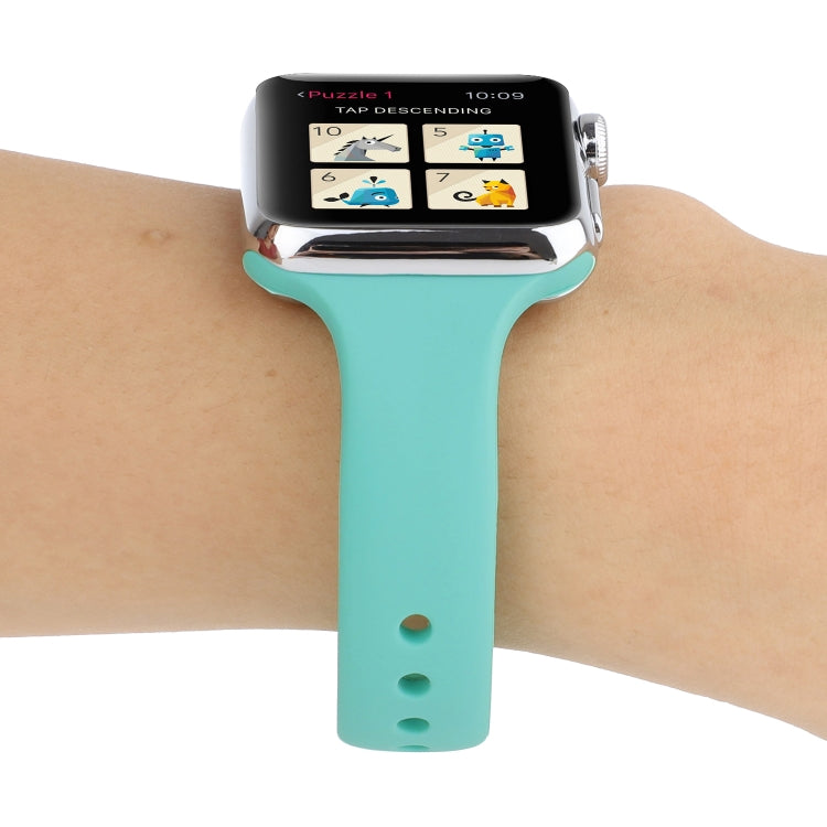 Skorter | For Apple Watch 5 & 4 44mm / 3 & 2 & 1 42mm Thin Silicone Double Buckle Watch Band (Mint Green)