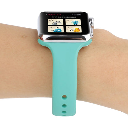 Skorter | For Apple Watch 5 & 4 44mm / 3 & 2 & 1 42mm Thin Silicone Double Buckle Watch Band (Mint Green)