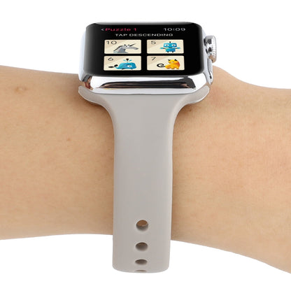 Skorter | For Apple Watch 5 & 4 44mm / 3 & 2 & 1 42mm Thin Silicone Double Closure Watch Strap (Rock Grey)