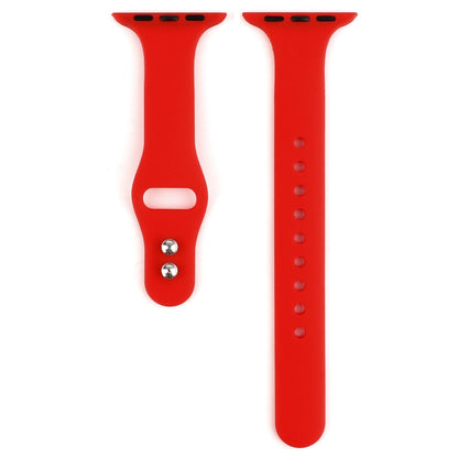 Skorter | For Apple Watch 5 & 4 44mm / 3 & 2 & 1 42mm Thin Silicone Double Buckle Watch Strap (Country Red)