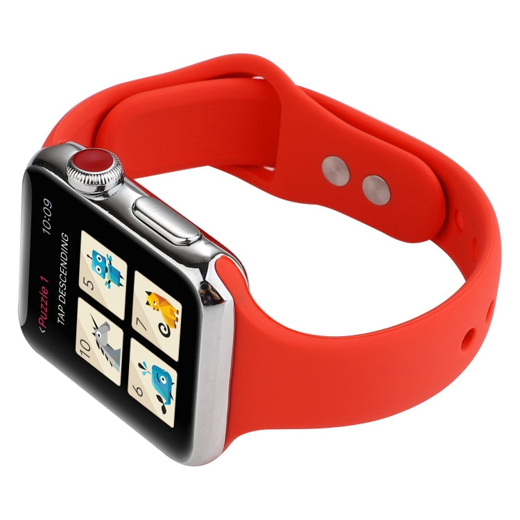 Skorter | For Apple Watch 5 & 4 44mm / 3 & 2 & 1 42mm Thin Silicone Double Buckle Watch Strap (Country Red)