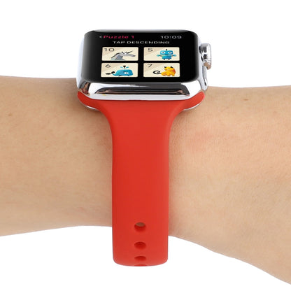 Skorter | For Apple Watch 5 & 4 44mm / 3 & 2 & 1 42mm Thin Silicone Double Buckle Watch Strap (Country Red)