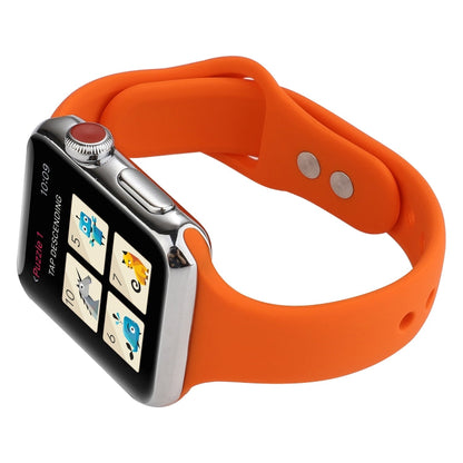 Skorter | For Apple Watch 5 & 4 44mm / 3 & 2 & 1 42mm Thin Silicone Double Closure Watch Band (Orange)