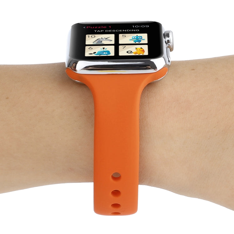 Skorter | For Apple Watch 5 & 4 44mm / 3 & 2 & 1 42mm Thin Silicone Double Closure Watch Band (Orange)